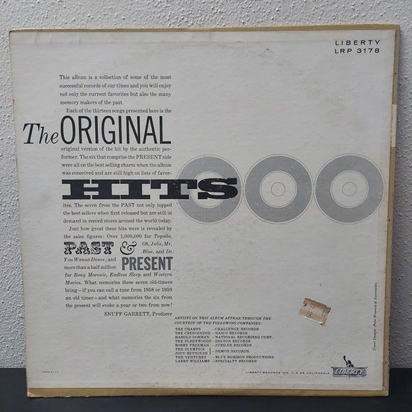 The Original Hits, Past & Present Vinyl Record LP - 1960 - Liberty LRP 3178 - Picture 2 of 9